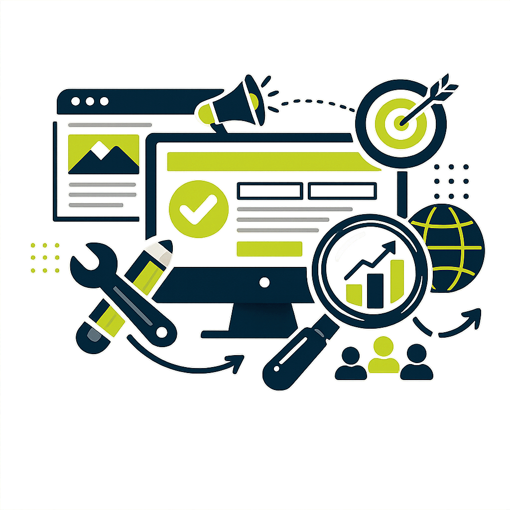 website-lead-optimierung-und-traffic Symbolbild für Digitalstrategie als Beispiel für die Leistungen einer Webagentur